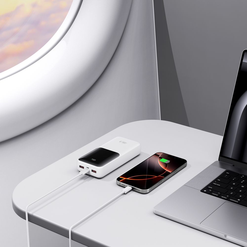 Tech-Protect PB02-22.5W Power Bank 20000mAh με 2 Θύρες USB με 1 Θύρα Type-C και 1 Θύρα Micro-USB - White - likebrands.gr