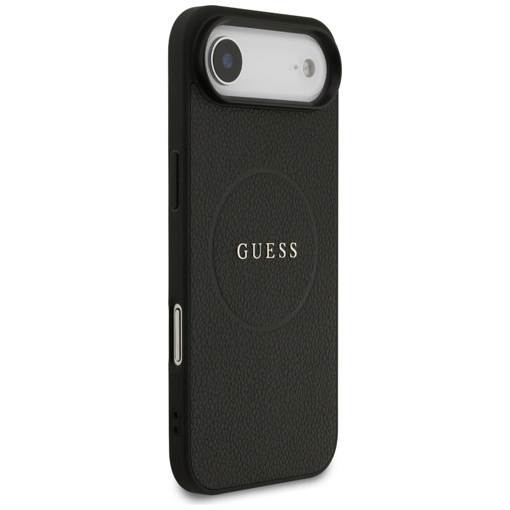 Guess iPhone Air - Grained Ring MagSafe - Σκληρή Θήκη με Πλαίσιο Σιλικόνης και Οικολογικό Δέρμα - Black - GUHMP17MPGHSMMK