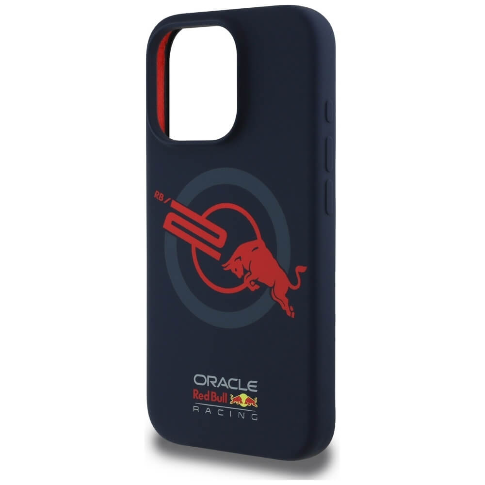 Red Bull iPhone 16 Pro Max - HC Silicone ORBR20 Logo Red Lining - MagSafe Σκληρή Θήκη με Πλαίσιο Σιλικόνης - Navy Blue - RBHMP16X24SIOLVR
