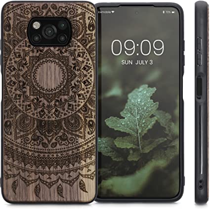 KW Xiaomi Poco X3 NFC / Poco X3 Pro Θήκη από Φυσικό Ξύλο - Design Indian Sun - Dark Brown - 55081.05