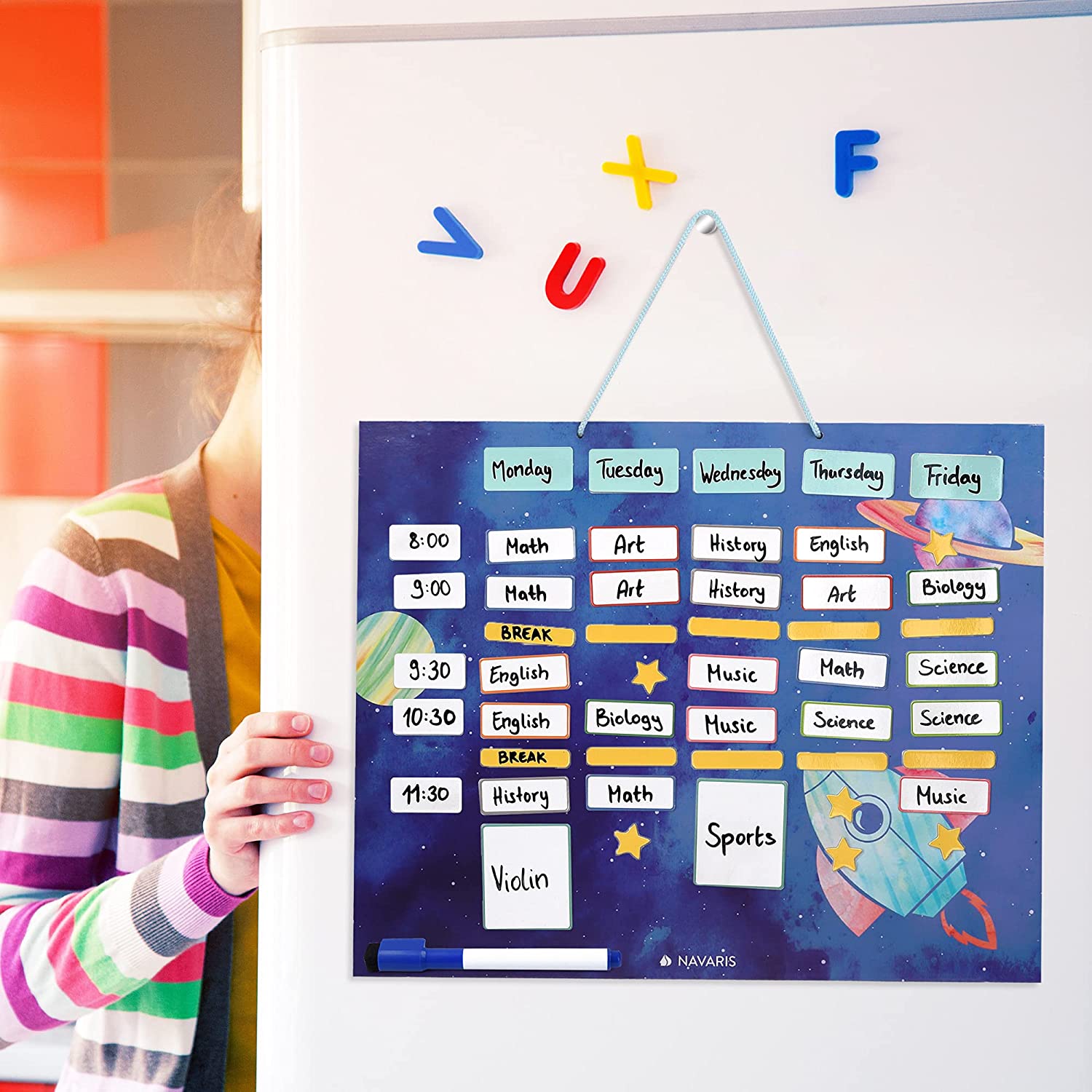 Navaris Μαγνητικός Πίνακας Εβδομαδιαίου Προγράμματος για Παιδιά - 40 x 32 cm - Blue - 50237.02