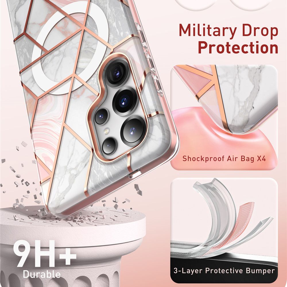 i-Blason Samsung Galaxy S25 Ultra Cosmo Mag Σκληρή Θήκη με Προστασία Οθόνης και Magsafe - Marble