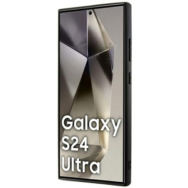 DKNY Samsung Galaxy S24 Ultra - Mono Stripe and Metal Logo Σκληρή Θήκη με Επένδυση Συνθετικού Δέρματος - Black