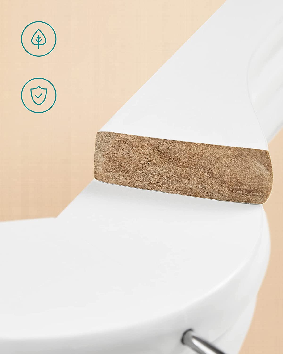 Songmics Σετ με 10 Ξύλινες Κρεμάστρες Ρούχων - White - CRW03W10