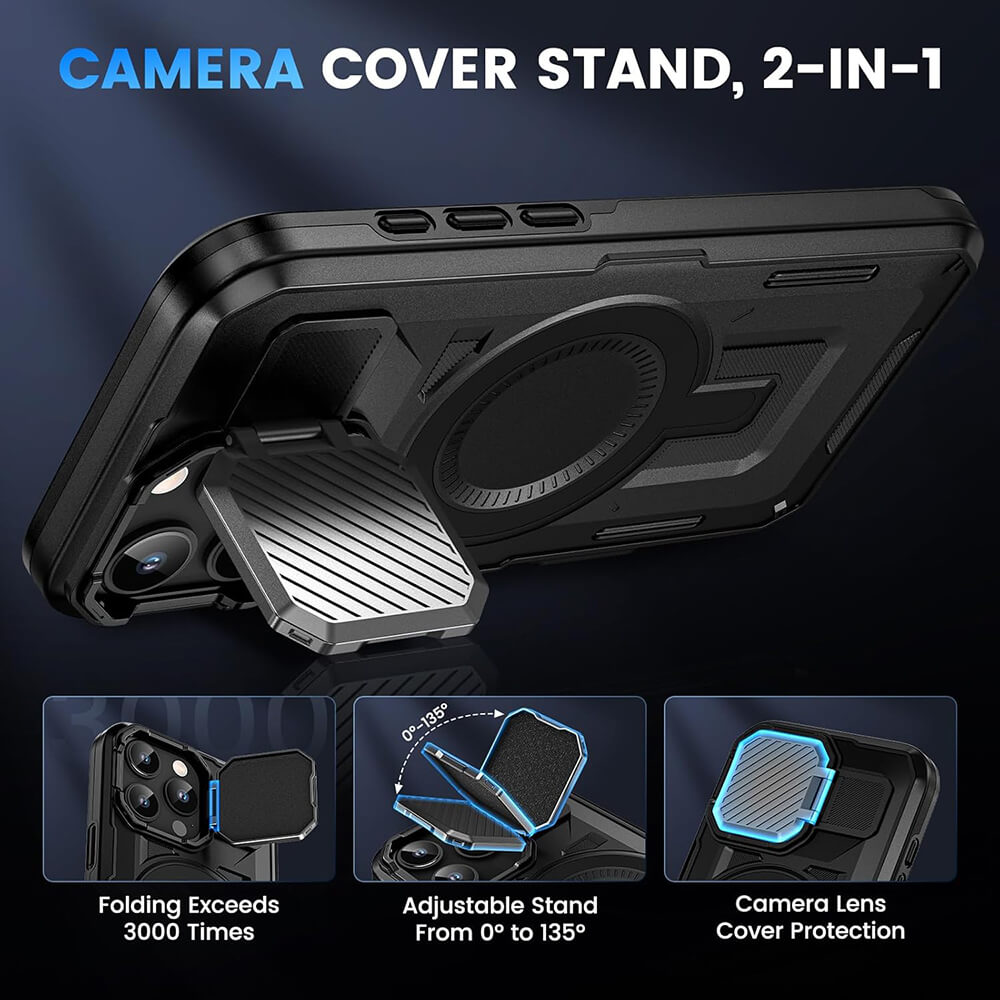 Techsuit iPhone 16 CamVault MagSafe Σκληρή Θήκη με Πλαίσιο Σιλικόνης - Black