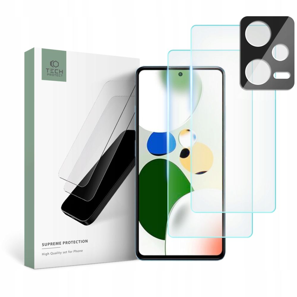 Tech-Protect Xiaomi Redmi Note 12 5G Supreme Set - Σετ με 2 Tempered Glass Αντιχαρακτικά Γυαλιά Οθόνης και 1 Αντιχαρακτικό Γυαλί για την Κάμερα - Διάφανα