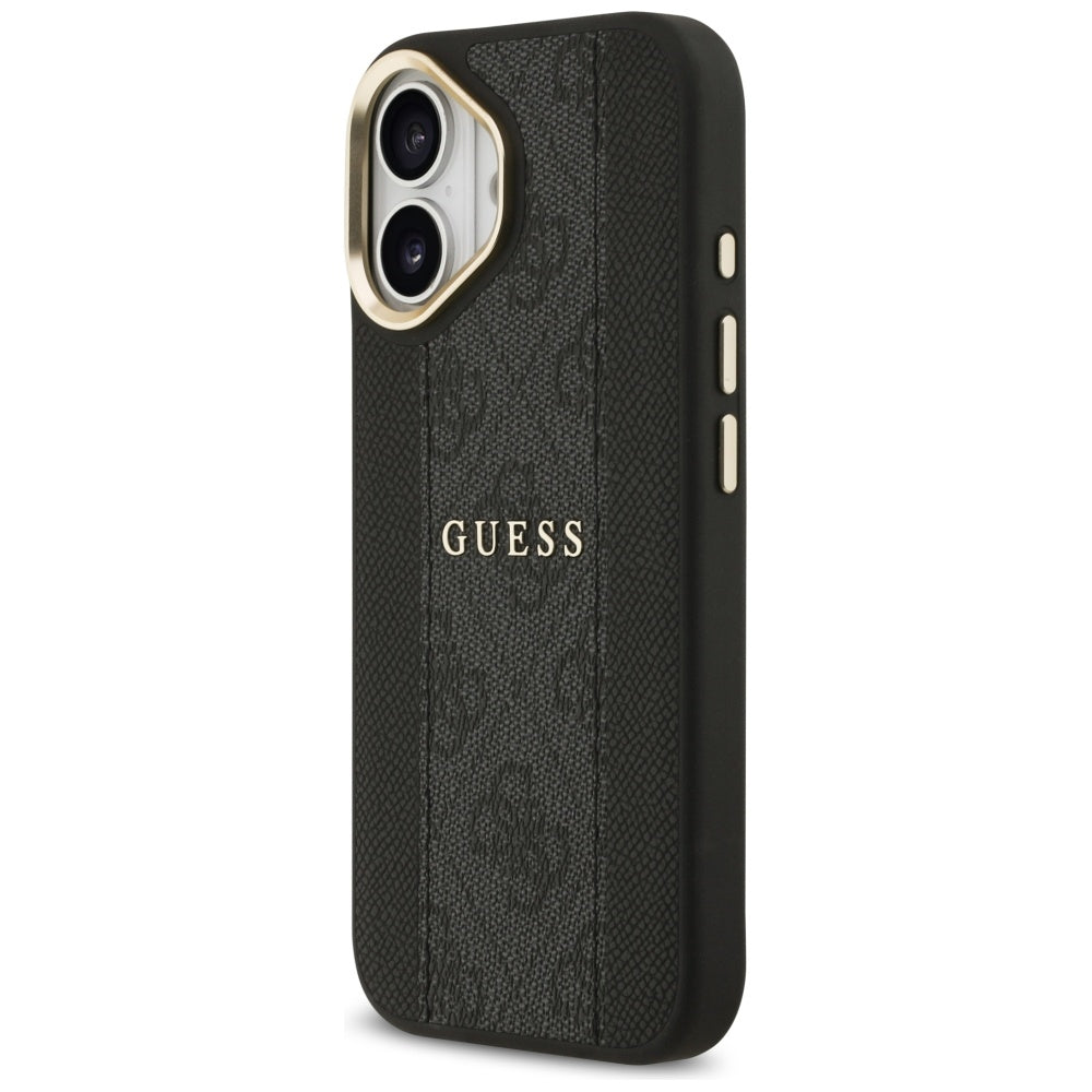 Guess iPhone 17 - 4G Stripe MagSafe - Θήκη με Επένδυση Συνθετικού Δέρματος - Black - GUHMP17SPG4SEMCK