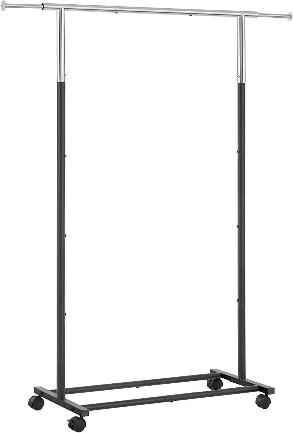 Songmics Τροχήλατη Κρεμάστρα Δαπέδου - Ράγα Ρούχων - Black / Silver - HSR101B01