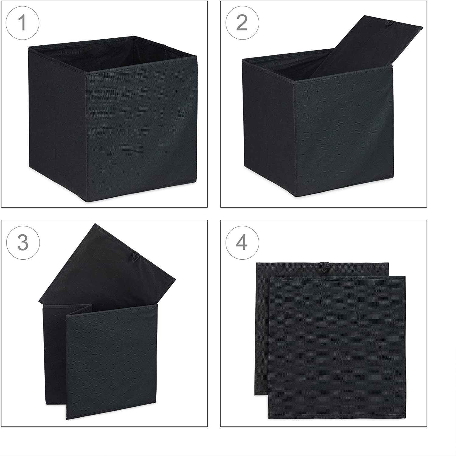 Relaxdays Σετ με 4 Παιδικά DIY Κουτιά Αποθήκευσης Παιχνιδιών - Design C - Black / Multicolor - 4052025905019