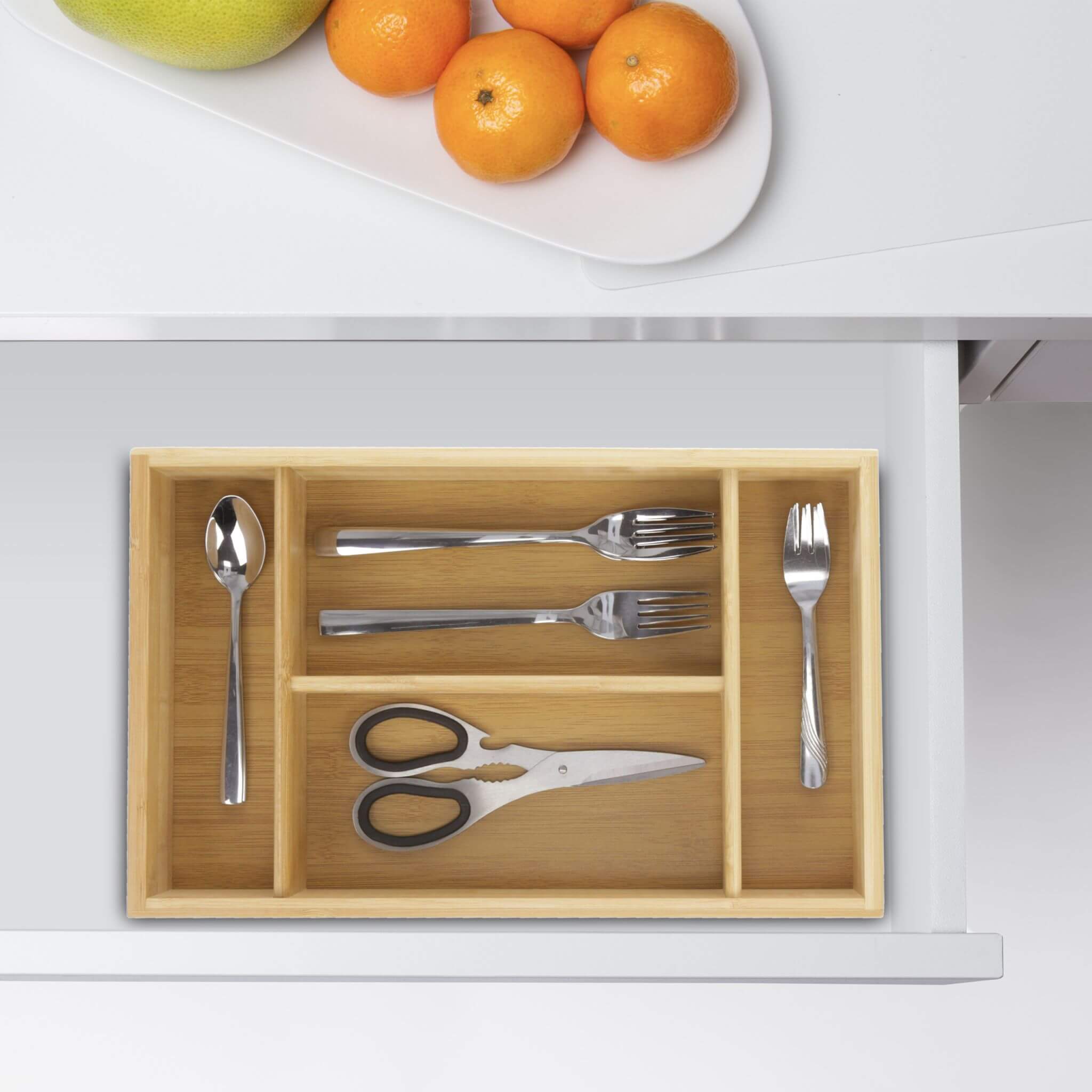 Relaxdays Δίσκος Αποθήκευσης για Μαχαιροπίρουνα από Μπαμπού με Χερούλι - Natural - 4052025188856