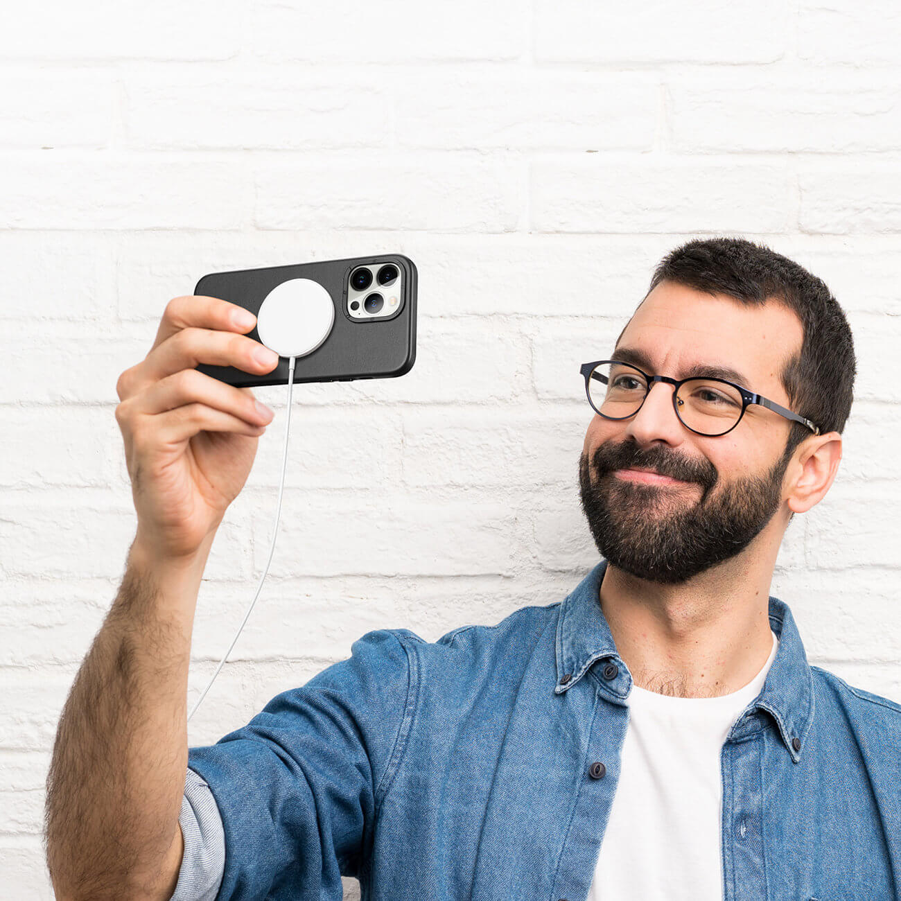 Dux Ducis iPhone 14 Pro Grit Leather Case Θήκη με Επένδυση Συνθετικού Δέρματος και MagSafe - Black