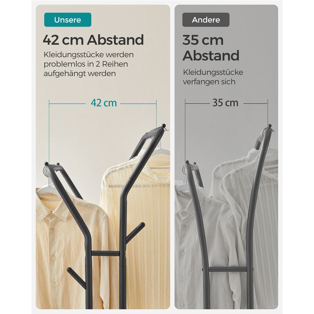 Songmics Τροχήλατη Κρεμάστρα Pούχων με 2 Pάγες και Ράφι - Ράγα Ρούχων - 52.5 x 103.5 x 155 cm - Black - HSR107B01