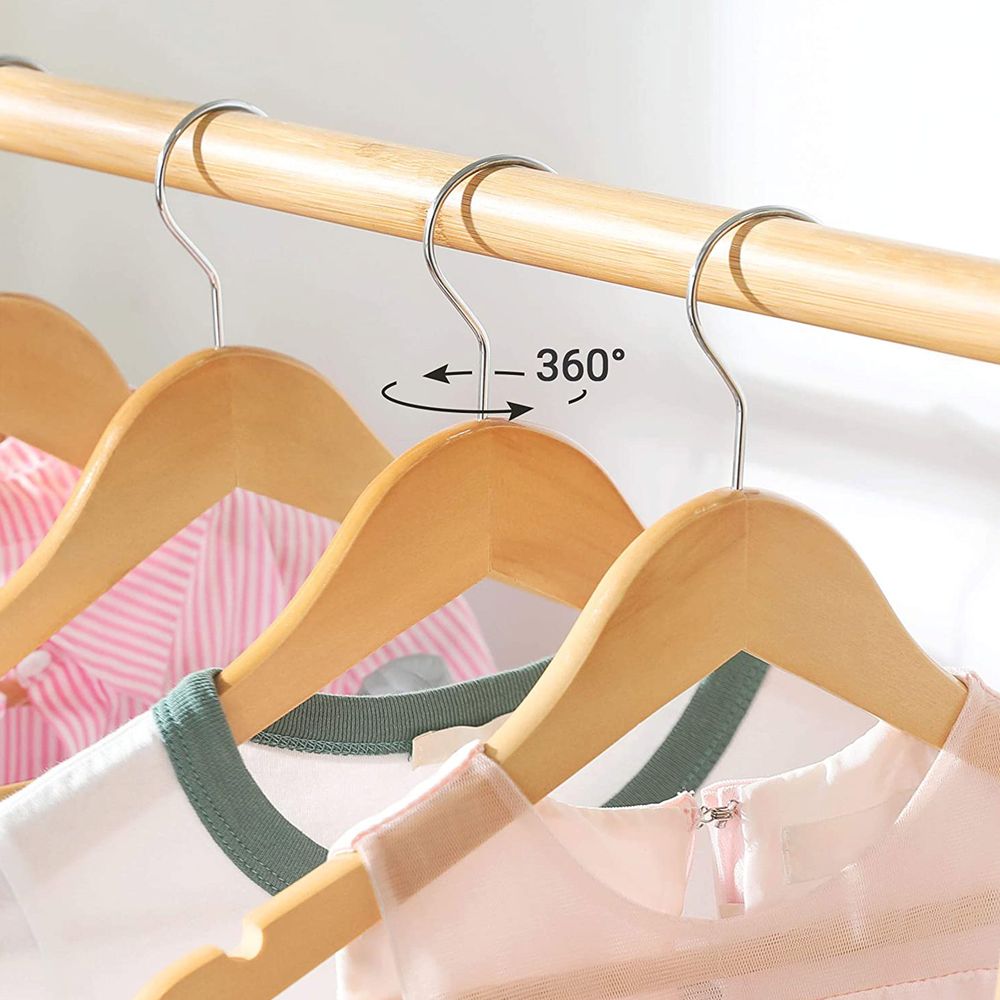 Songmics Σετ με 10 Παιδικές Ξύλινες Κρεμάστρες Ρούχων - 35 x 20 cm - Natural - CRW006N01