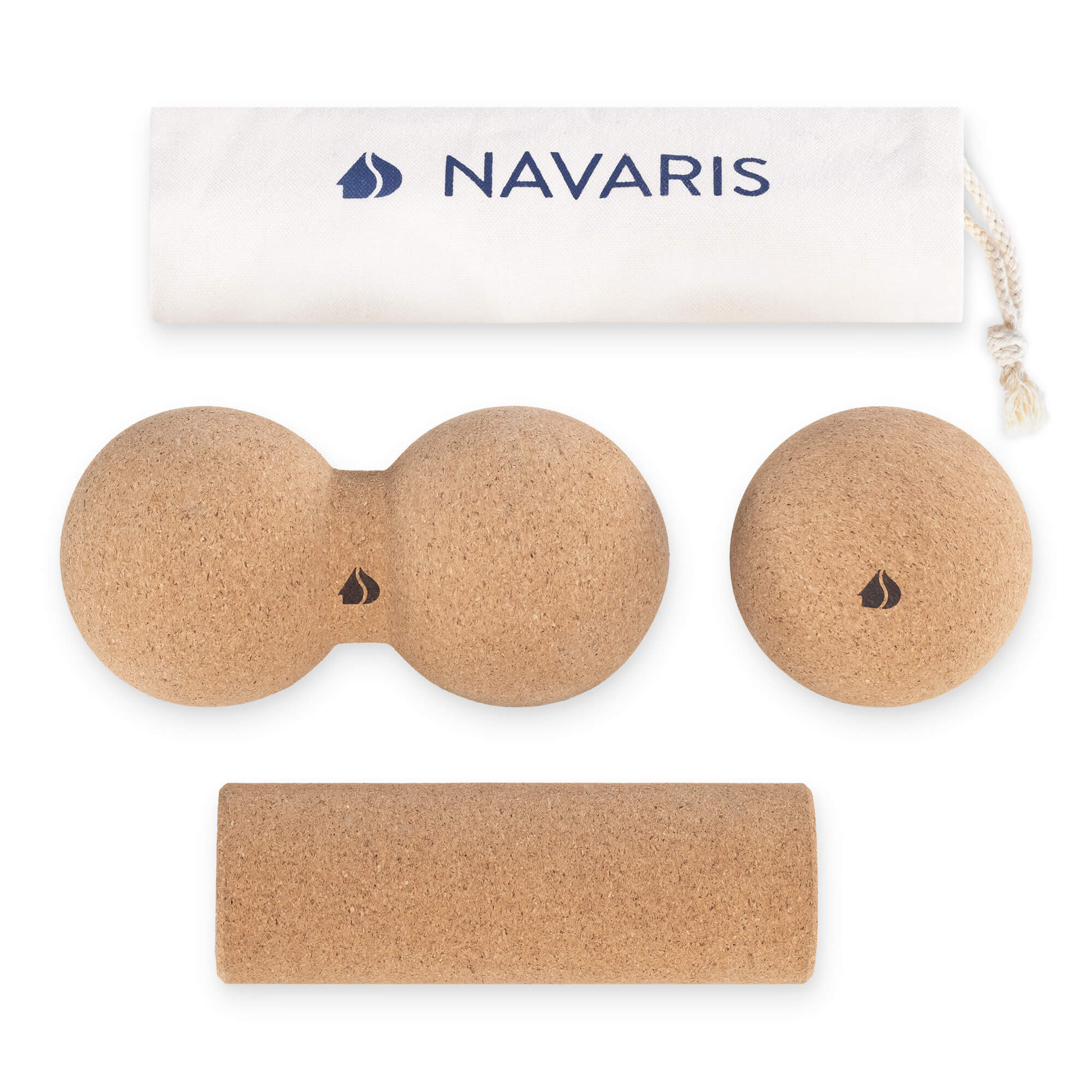 Navaris Σετ με 3 Μπάλες Μασάζ από Φελλό - Light Brown - 55331.01