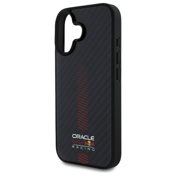 Red Bull iPhone 16 - Carbon Fiber Power Bar - MagSafe Σκληρή Θήκη με Πλαίσιο Σιλικόνης - Black - RBHMP16S24CFGSMK