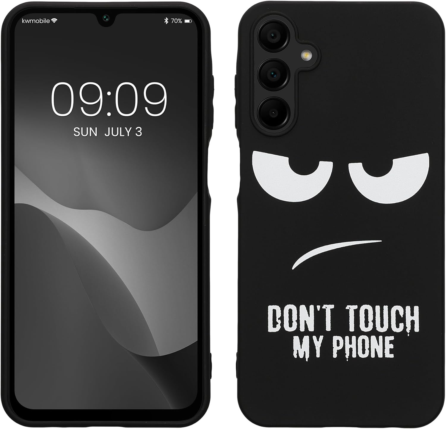 KW Samsung Galaxy A15 4G / A15 5G Λεπτή Θήκη Σιλικόνης TPU - Design Don't Touch My Phone - Black / White