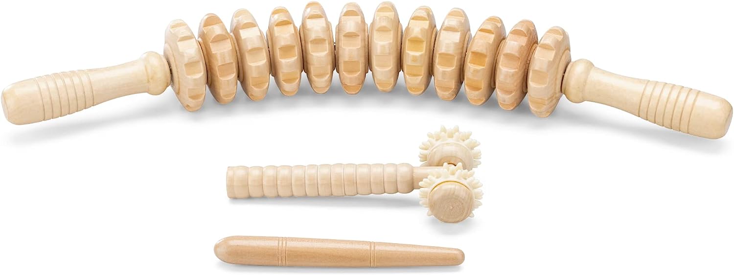 Navaris Σετ 3 ξύλινων Κυλίνδρων Μασάζ - Brown - 60457.01