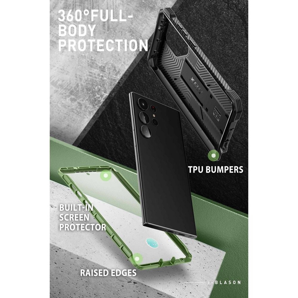 Supcase Samsung Galaxy S23 Ultra Armorbox 2 Σκληρή Θήκη με Προστασία Οθόνης και Stand - Green