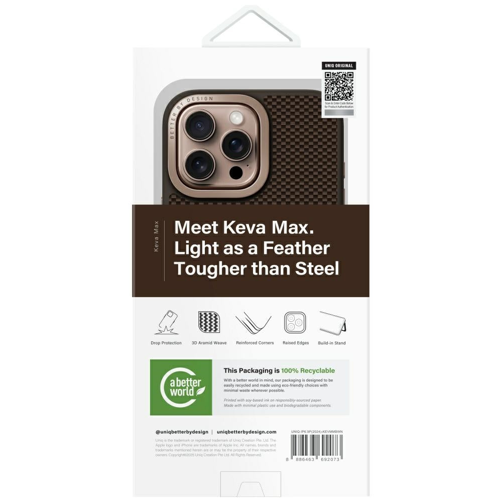 Uniq iPhone 16 Pro Max Keva Max MagClick - MagSafe Σκληρή Θήκη με Πλαίσιο Σιλικόνης και Σταντ Κάμερας - Brown