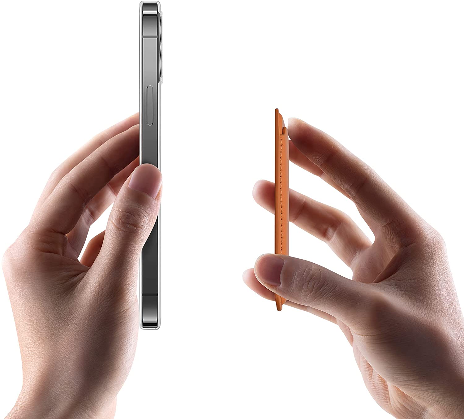 KW iPhone Θήκη από Συνθετικό Δέρμα για Πιστωτικές Κάρτες - Orange - 54606.29