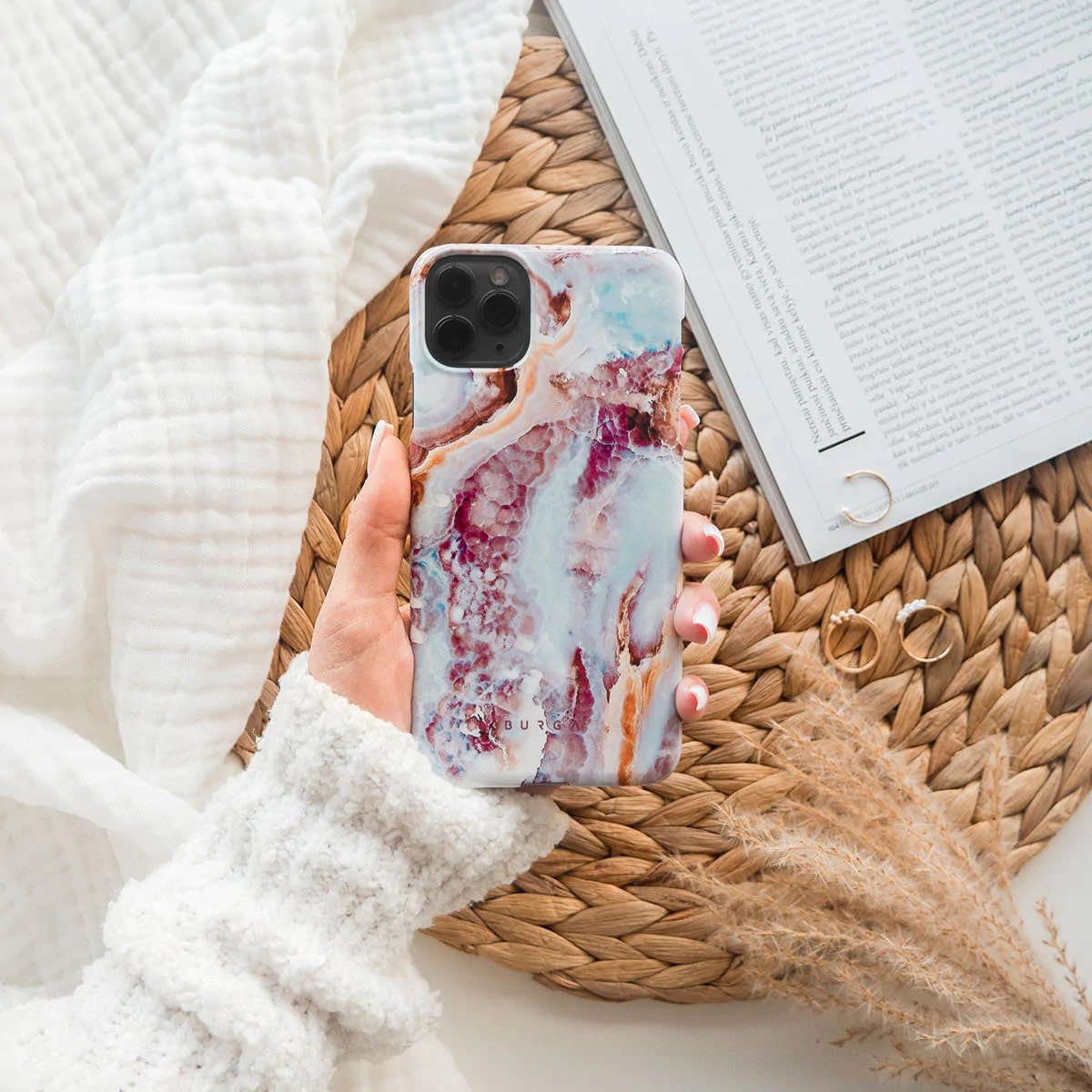 Burga iPhone 14 Pro Fashion Tough Σκληρή Θήκη - Frozen Leaves