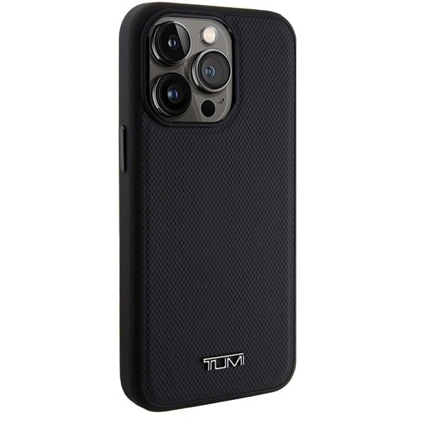 Tumi iPhone 15 Pro Max Leather Ballistic Pattern MagSafe Θήκη από Γνήσιο Δέρμα με MagSafe - Black