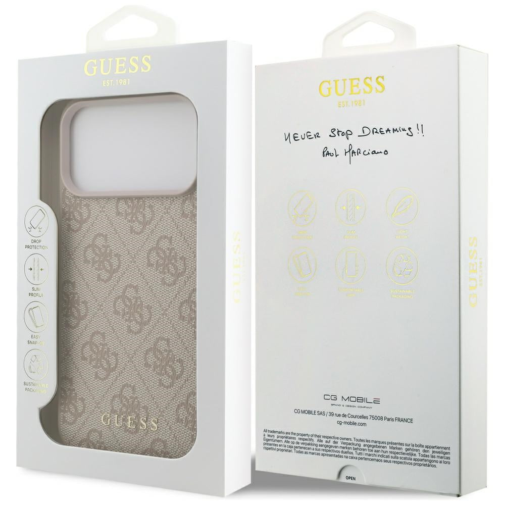 Guess iPhone 17 Pro Max - 4G Classic - Σκληρή Θήκη με Πλαίσιο Σιλικόνης και Επένδυση Συνθετικού Δέρματος - Pink - GUHCP17XG4GFPI