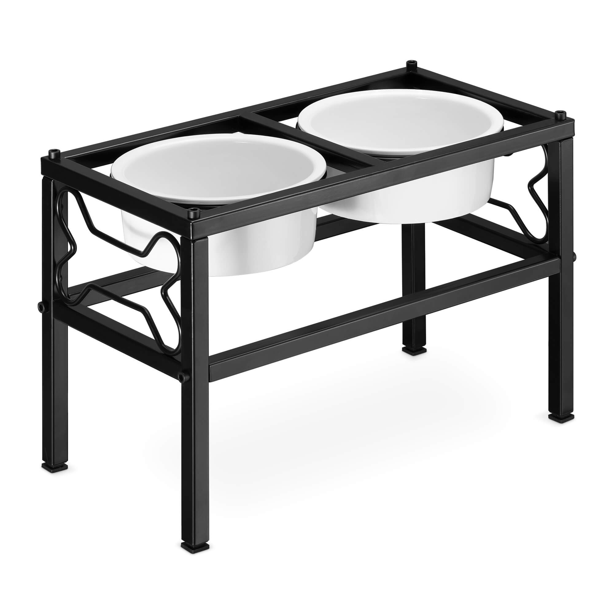 Navaris Ανυψωμένα Μπολ Φαγητού με Βάση για Σκύλους 750ml - White / Black - 54854.1