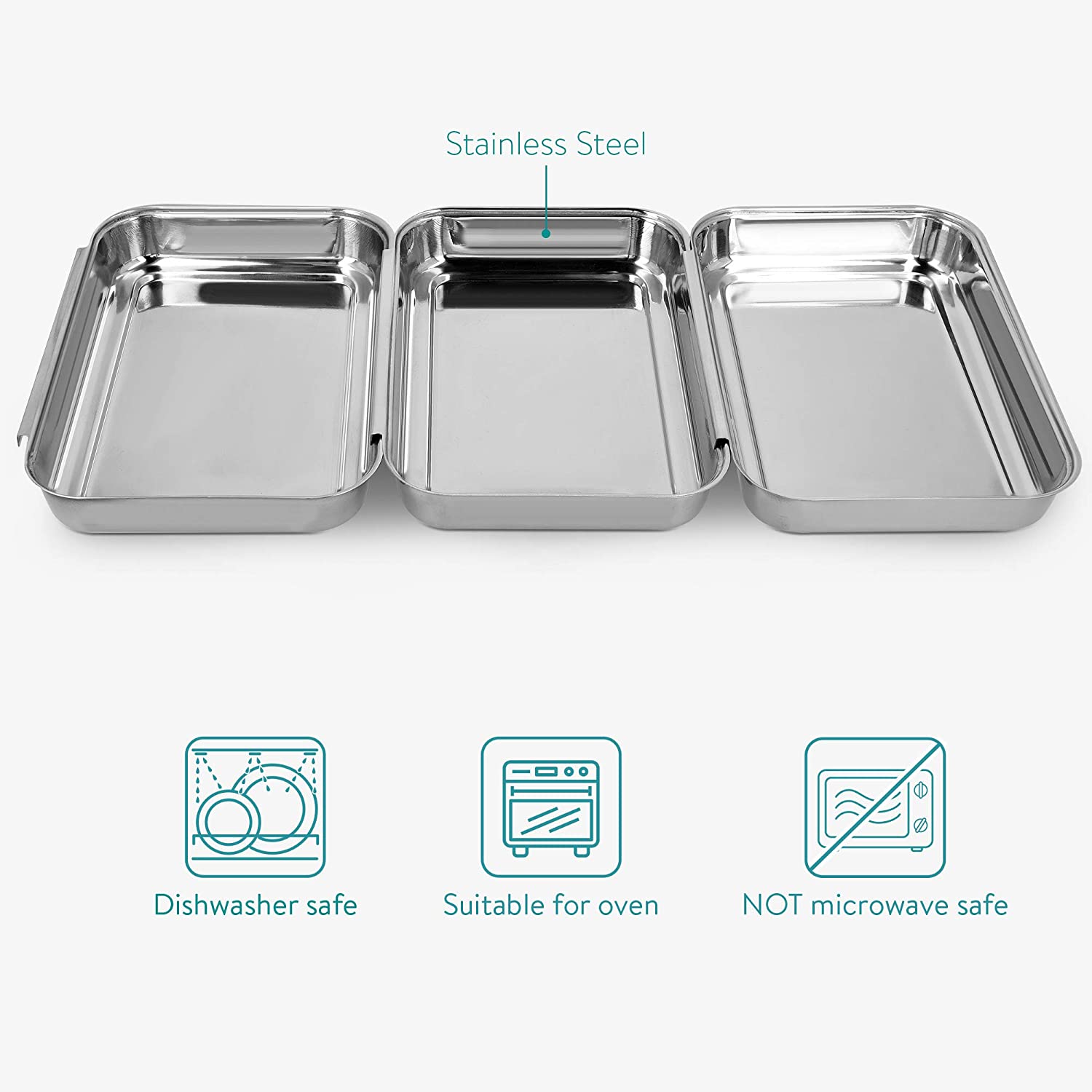 Navaris Σετ με 3 Μπολ από Ανοιξείδωτο Ατσάλι για Πανάρισμα και Μαρινάρισμα - Silver - 44715.01