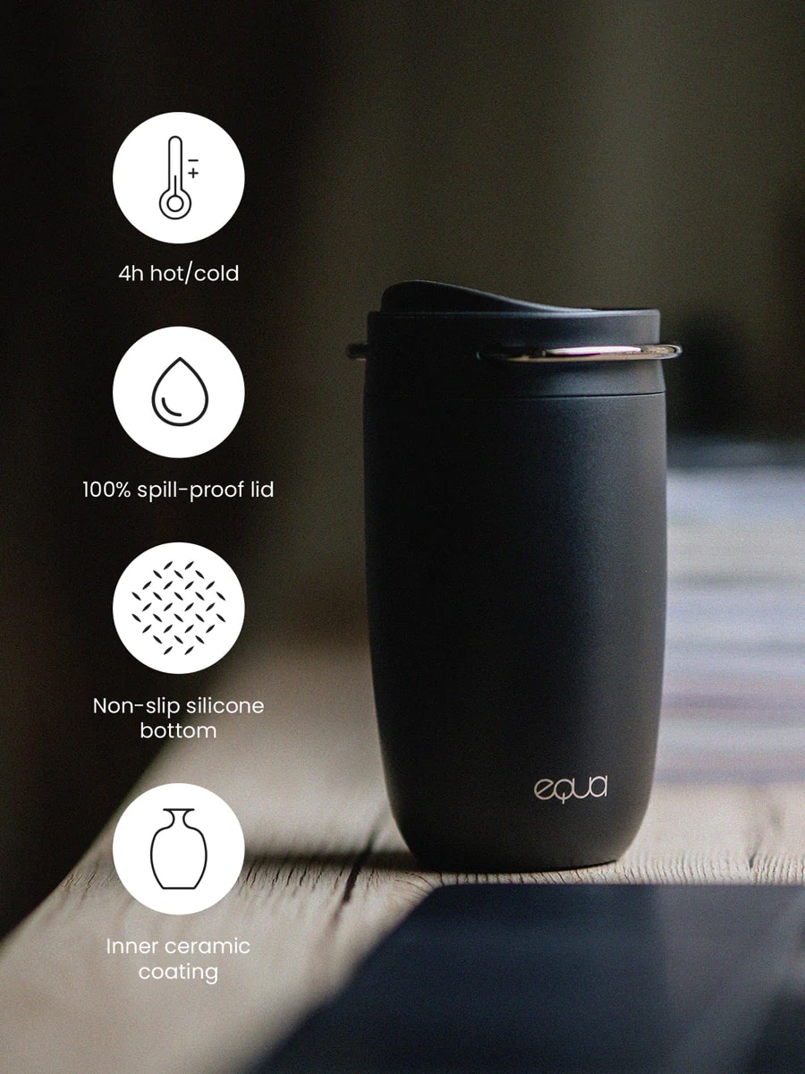 Equa Cup - Κούπα Θερμός από Ανοξείδωτο Ατσάλι - 300ml - Black