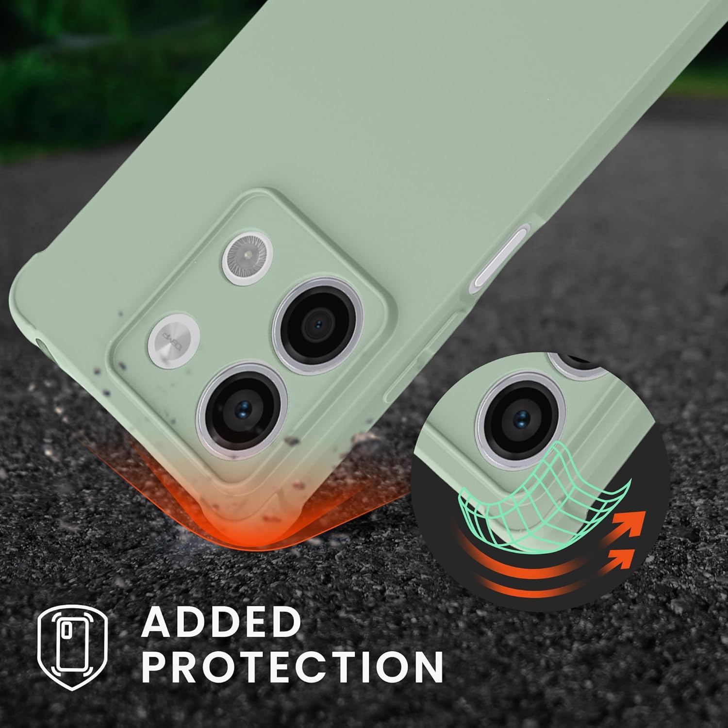 KW Xiaomi Redmi Note 13 5G Θήκη Σιλικόνης TPU με Λουράκι - Grey Green