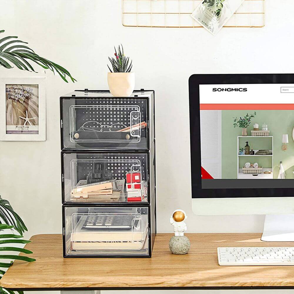 Songmics Σετ με 18 Κουτιά Αποθήκευσης Υποδημάτων - Black / Διάφανα - LSP18SBKV1