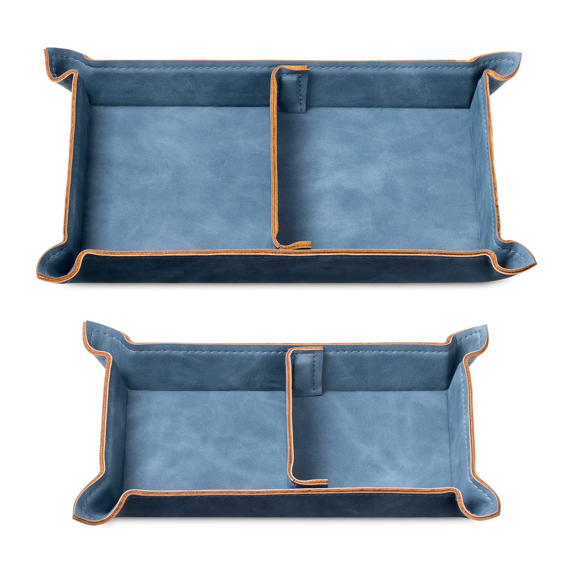 Navaris Σετ με 2 Δίσκους Αποθήκευσης με Διαχωριστικά από Δερματίνη - Blue - 58080.17