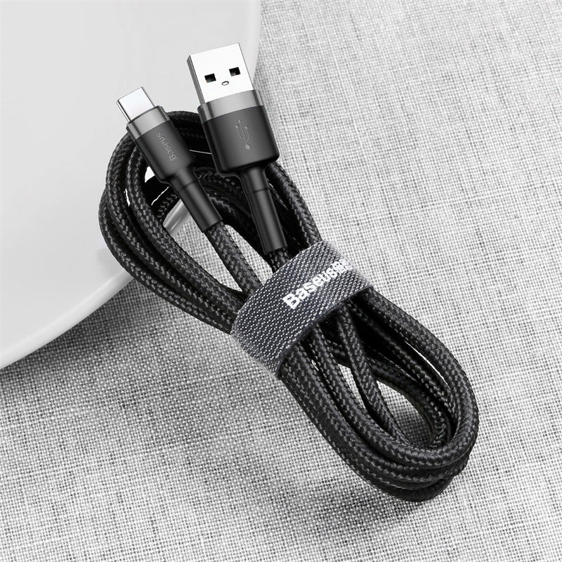 Baseus Cafule Cable Type-C 2A - Καλώδιο Δεδομένων και Φόρτισης Type-C 2M - Black / Grey - CATKLF-CG1