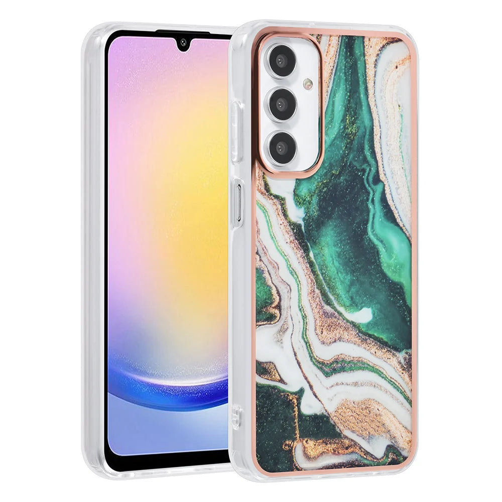 Tuniq Samsung Galaxy A25 5G - Σκληρή Θήκη με Πλαίσιο Σιλικόνης - Σχέδιο Μάρμαρο - Πράσινη