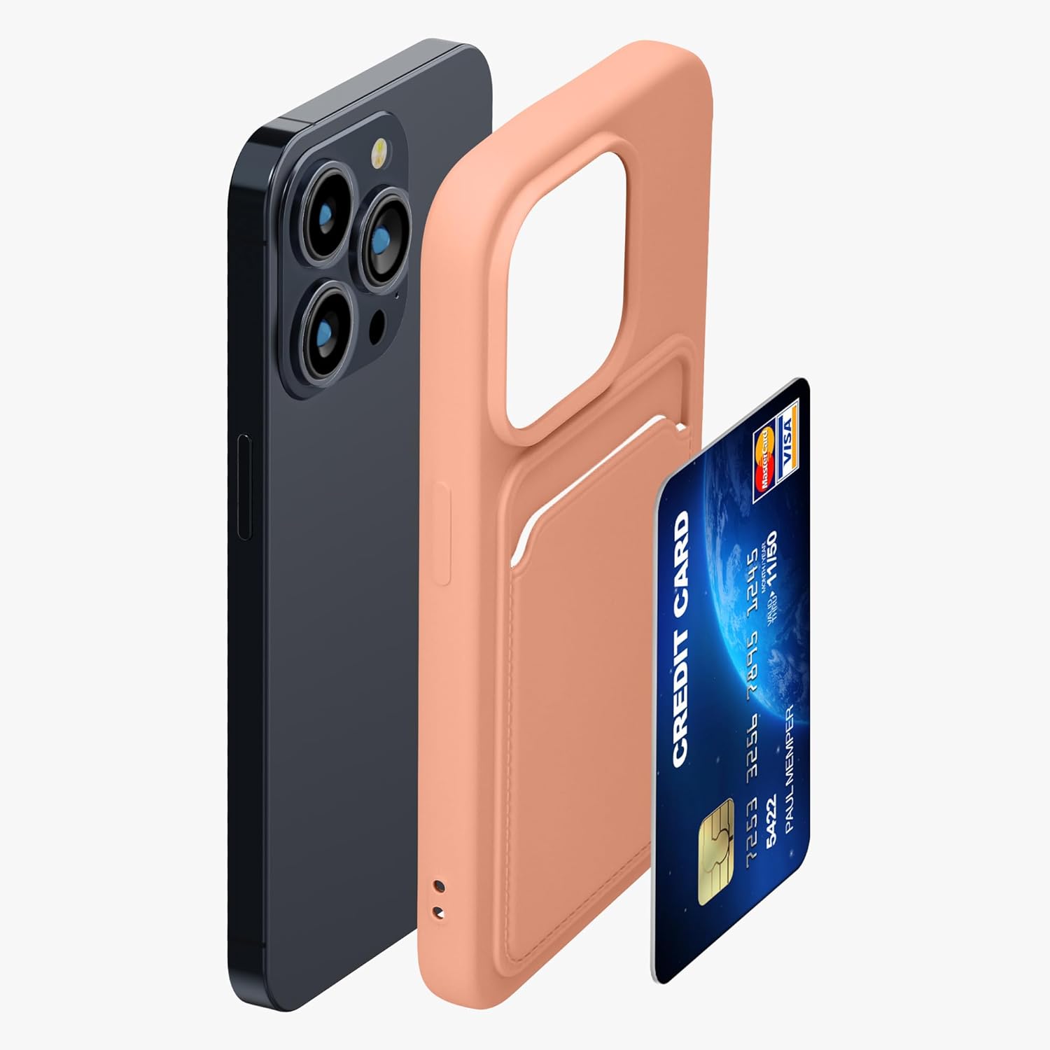 KW iPhone 15 Pro Θήκη Σιλικόνης TPU με Υποδοχή για Κάρτα - Grapefruit Pink