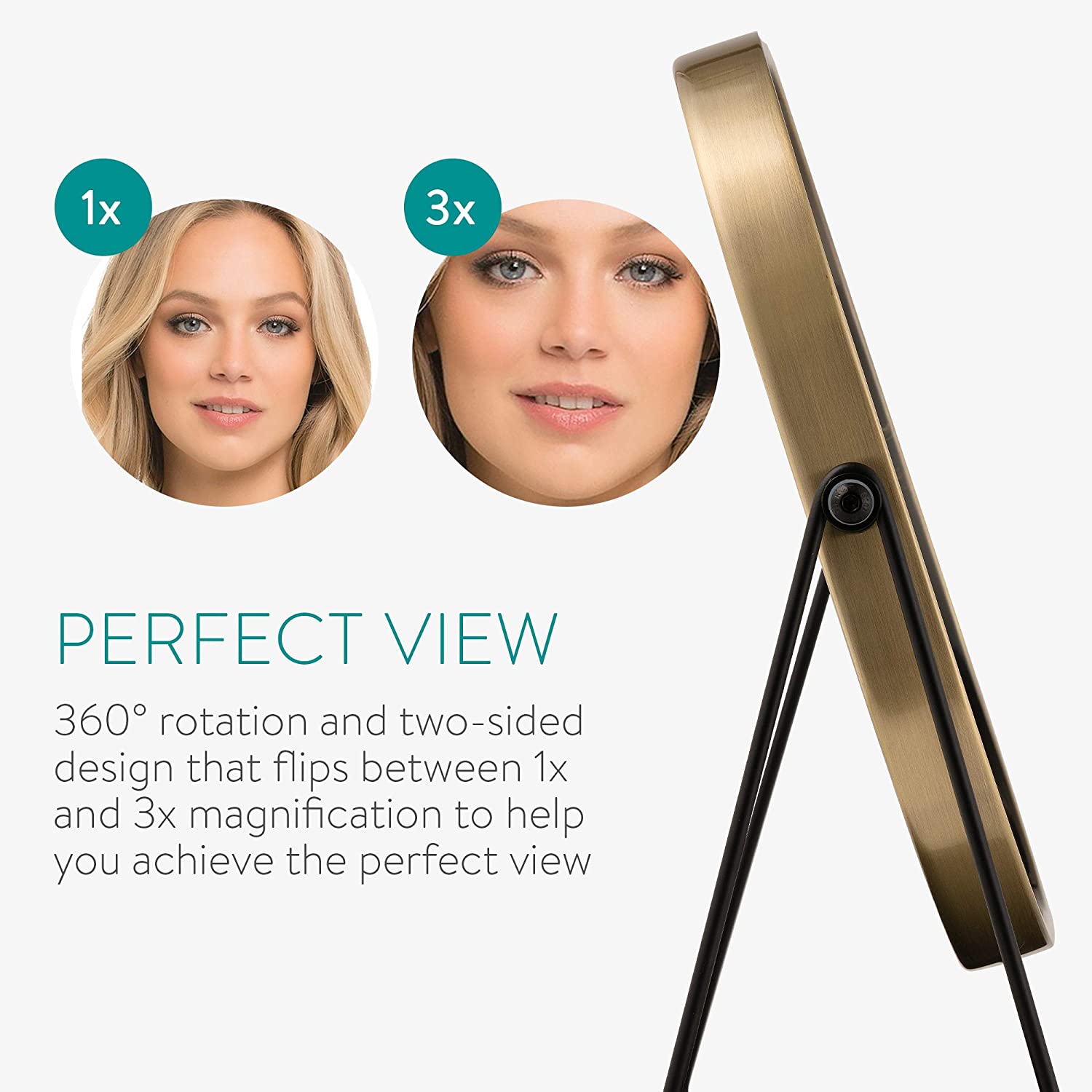 Navaris Καθρέπτης Μακιγιάζ με Βάση Αποθήκευσης Κοσμημάτων - Gold - 53332.21