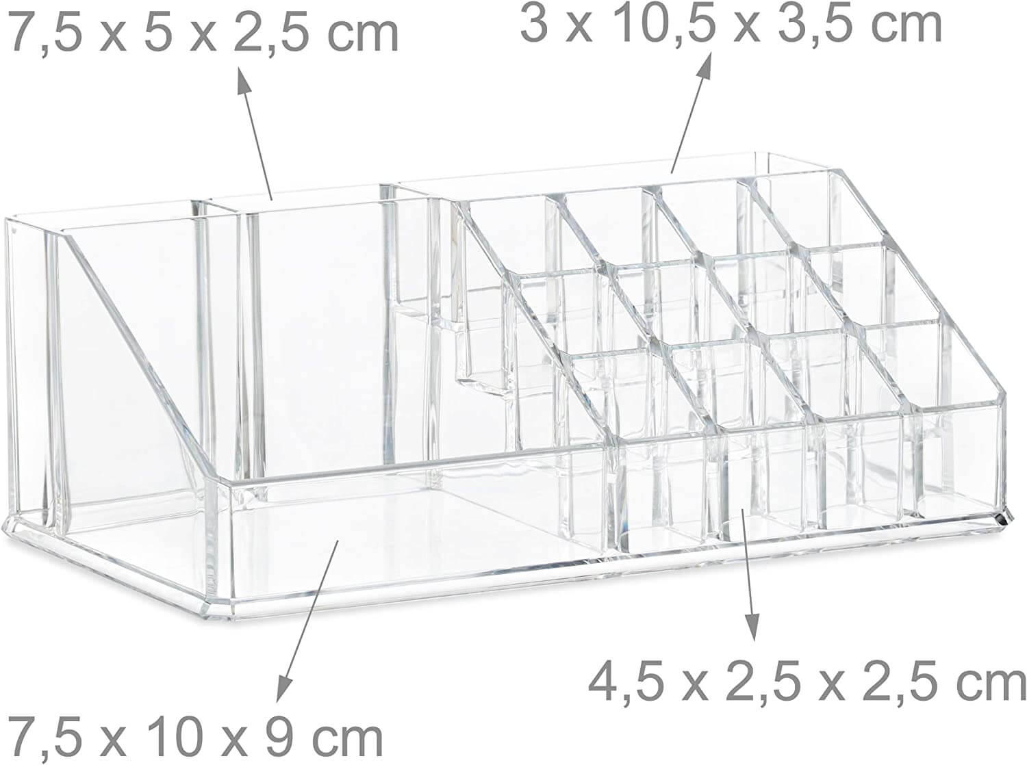 Relaxdays Ακρυλικός Οργανωτής Καλλυντικών με 3 Συρτάρια - Διάφανος - 4052025949358