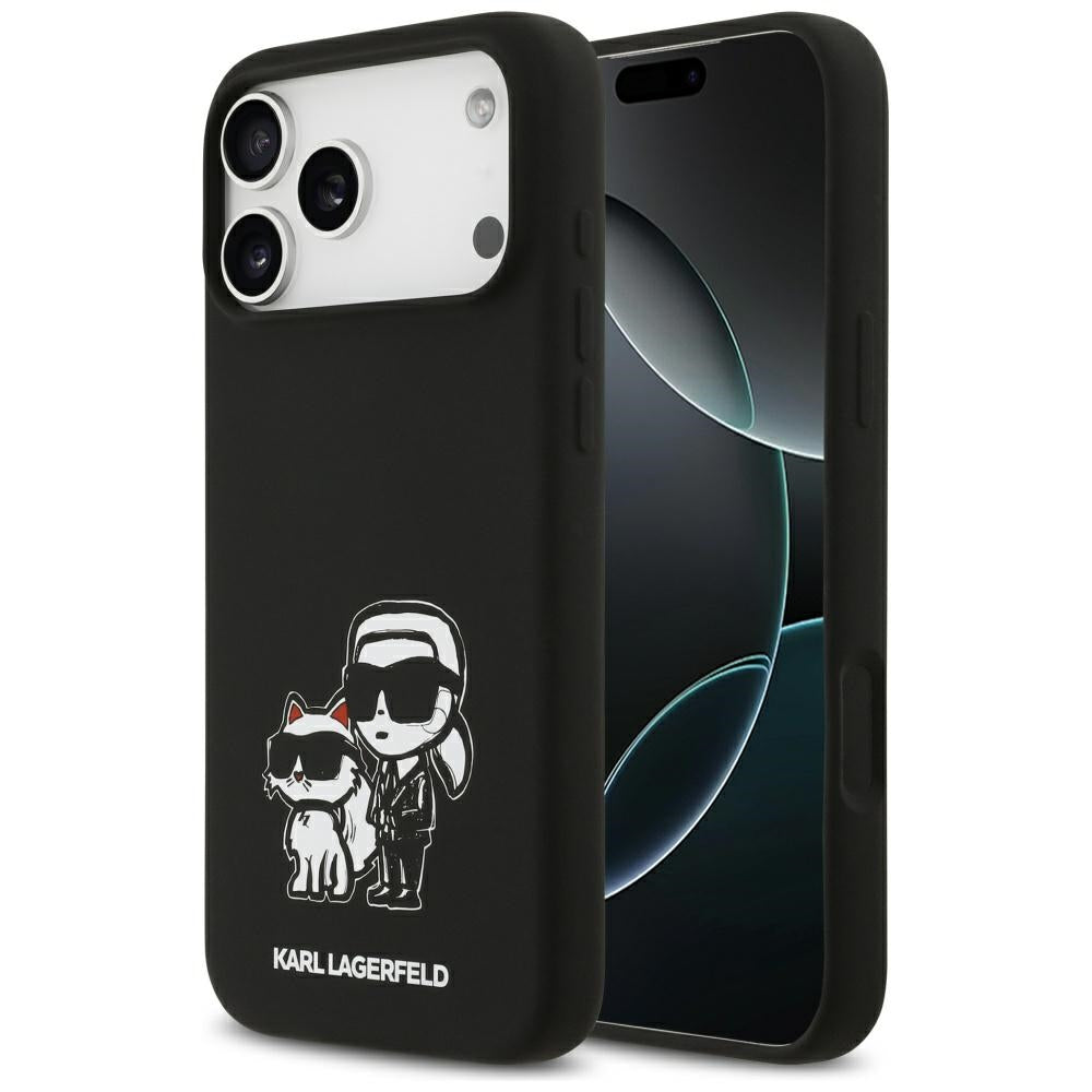 Karl Lagerfeld iPhone 17 Pro Max - Silicone K/C Sketch and Logo MagSafe - Σκληρή Θήκη με Πλαίσιο Σιλικόνης - Black - KLHMP17XSKCGRGOK