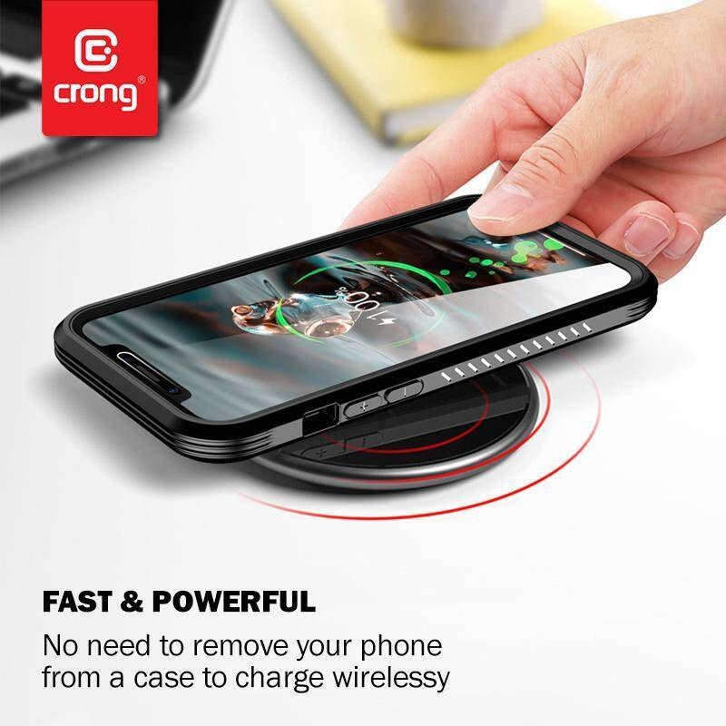 Crong PowerSpot 15W Ασύρματος Φορτιστής Qi με Καλώδιο Type - C σε Type - C - Shadow Black