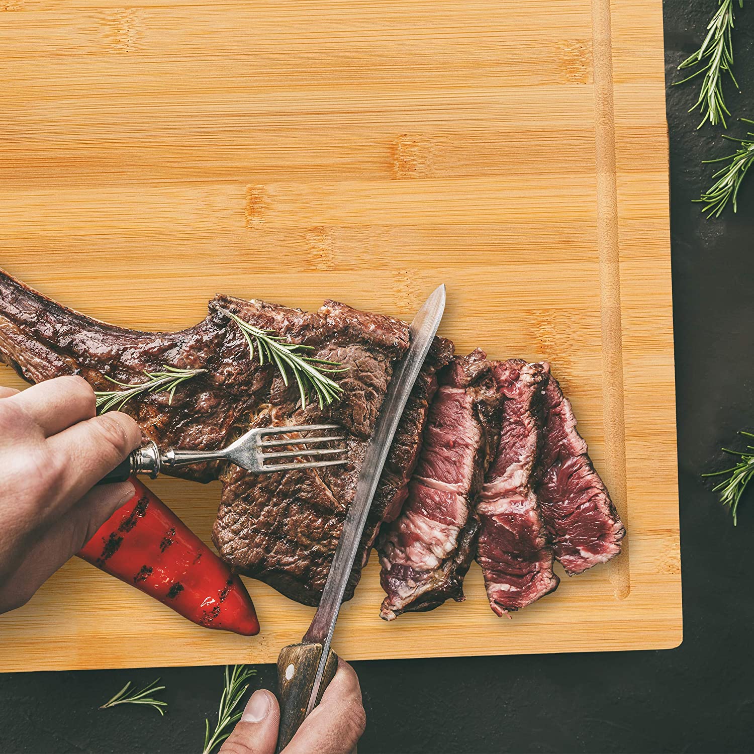 Relaxdays Σετ με 2 Σανίδες Κοπής από Μπαμπού - Natural - 4052025314583