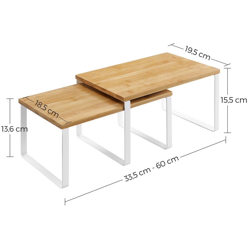 Songmics Σετ με 2 Ξύλινα Ράφια για τον Πάγκο - Natural / White - KCS02NW