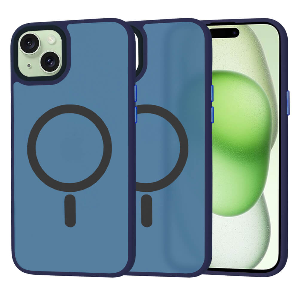 Techsuit iPhone 15 Plus - HaloFrost MagSafe - Σκληρή Θήκη με Πλαίσιο Σιλικόνης - Deep Blue