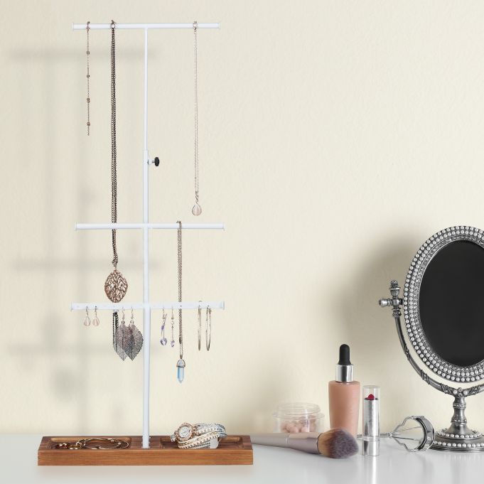 Relaxdays Σταντ Κοσμημάτων σε Σχήμα Τ - White / Brown - 4052025895396