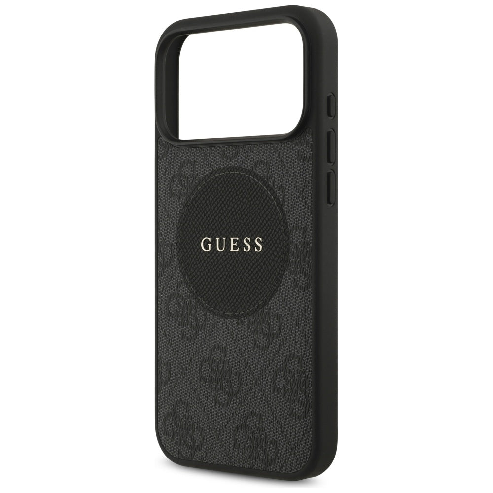 Guess iPhone 17 Pro Max - 4G Circle Classic Logo MagSafe - Θήκη με Επένδυση Συνθετικού Δέρματος - Black - GUHMP17XP4PGRSGK