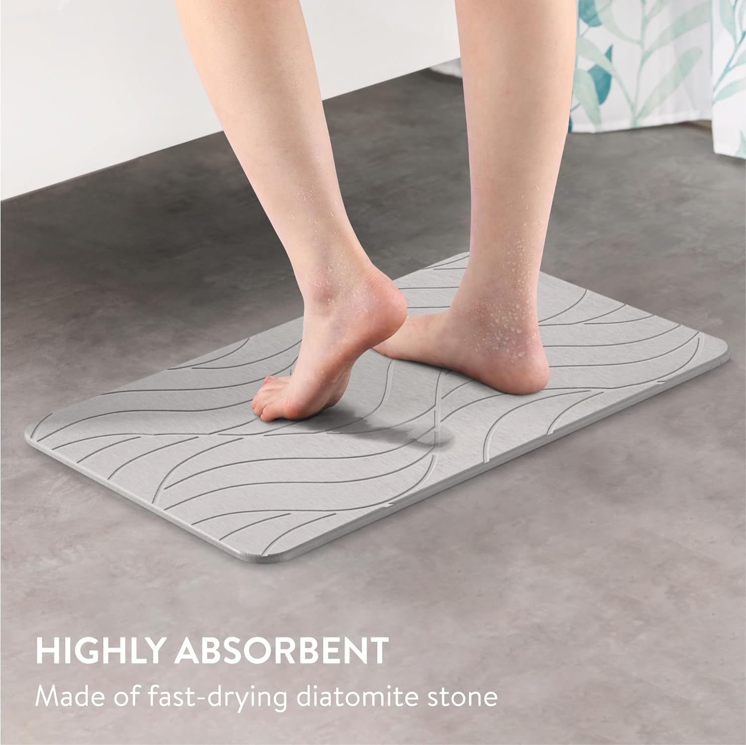 Navaris Αντιολισθητικό Χαλάκι Μπάνιου από Διατομίτη για Γρήγορο Στέγνωμα - 60 x 39 cm - Ivory - 59868.01