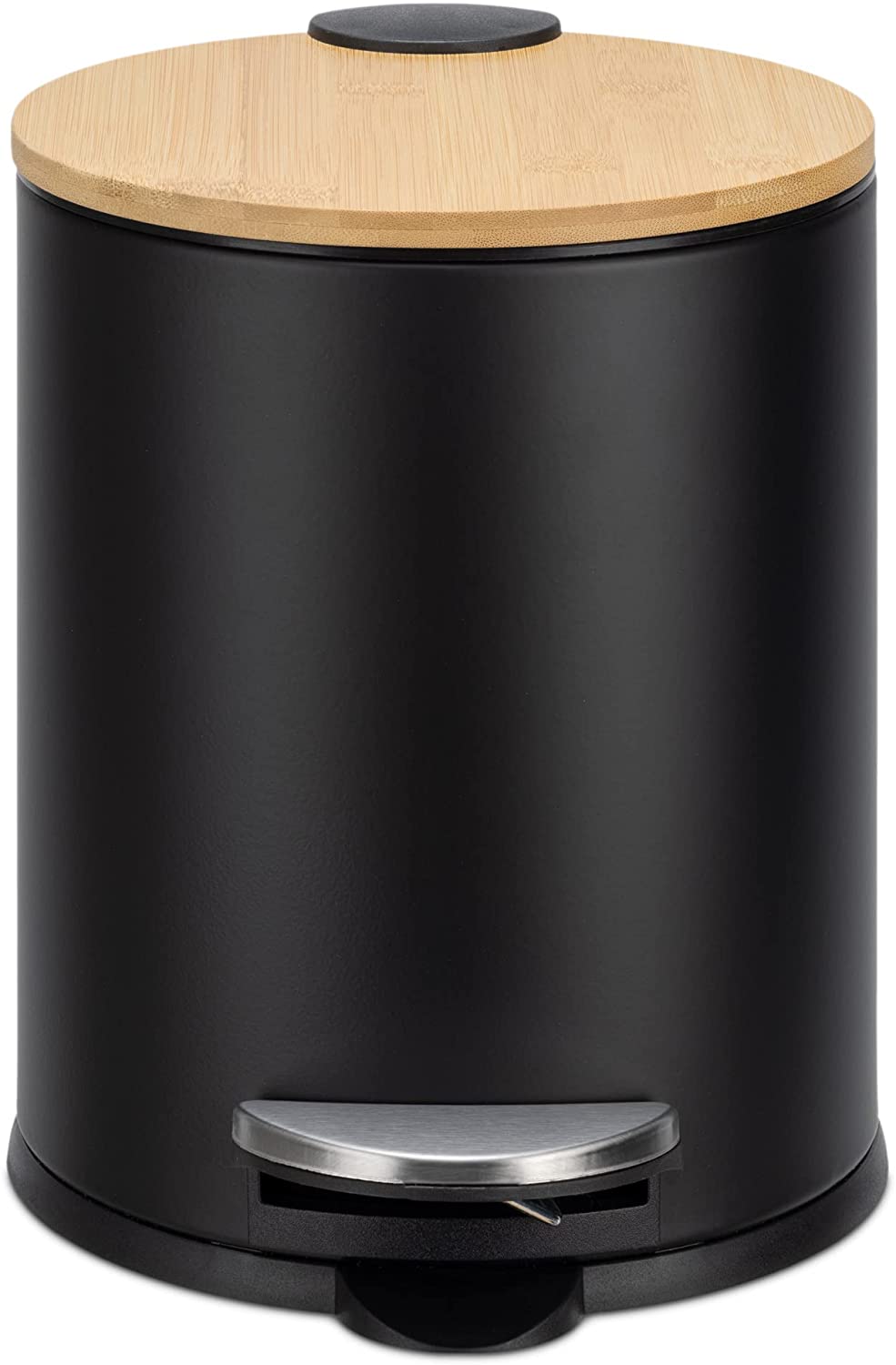 Navaris Κάδος Απορριμμάτων για το Μπάνιο με Καπάκι από Μπαμπού - 5L - Black - 55244.01
