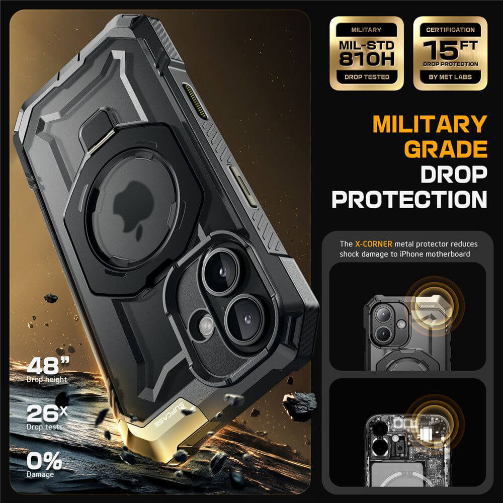 Supcase iPhone 16 Plus Unicorn Beetle Defender Σκληρή Θήκη με MagSafe και Stand - Black