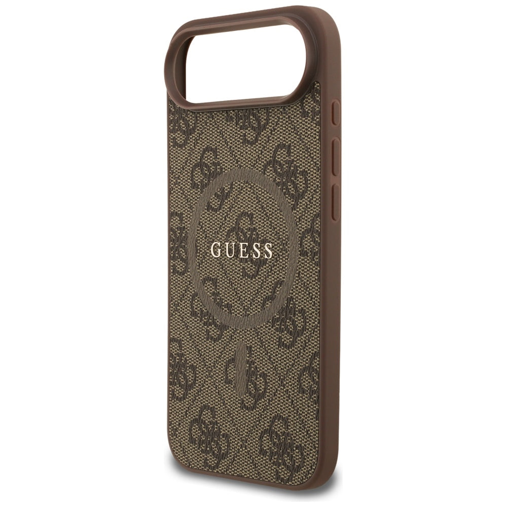 Guess iPhone Air - 4G Ring Classic Logo MagSafe - Σκληρή Θήκη με Πλαίσιο Σιλικόνης και Επένδυση Συνθετικού Δέρματος - Brown - GUHMP17MG4GFRW