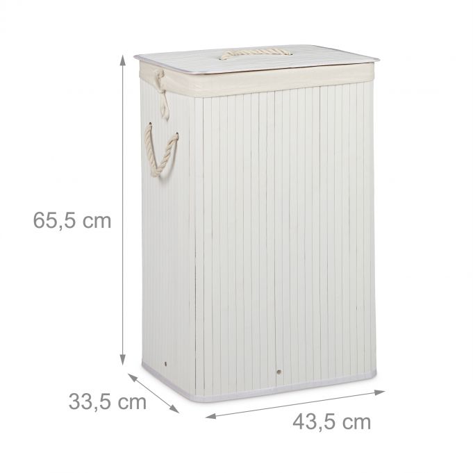 Relaxdays XL Καλάθι Απλύτων από Μπαμπού με Καπάκι - White / Creme - 4052025989187